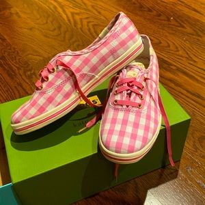 Keds Kate Spade pink gingham sneakers size 2 big kids